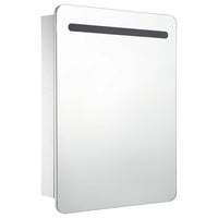 Mobile da bagno specchio LED 60 x 11 x 80 cm bianco e argento 02_0006565