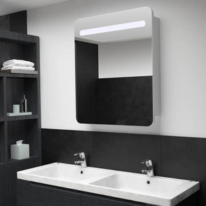Armadietto Bagno con Specchio e LED-Mobile bagno con specchio 68x9x80 cm