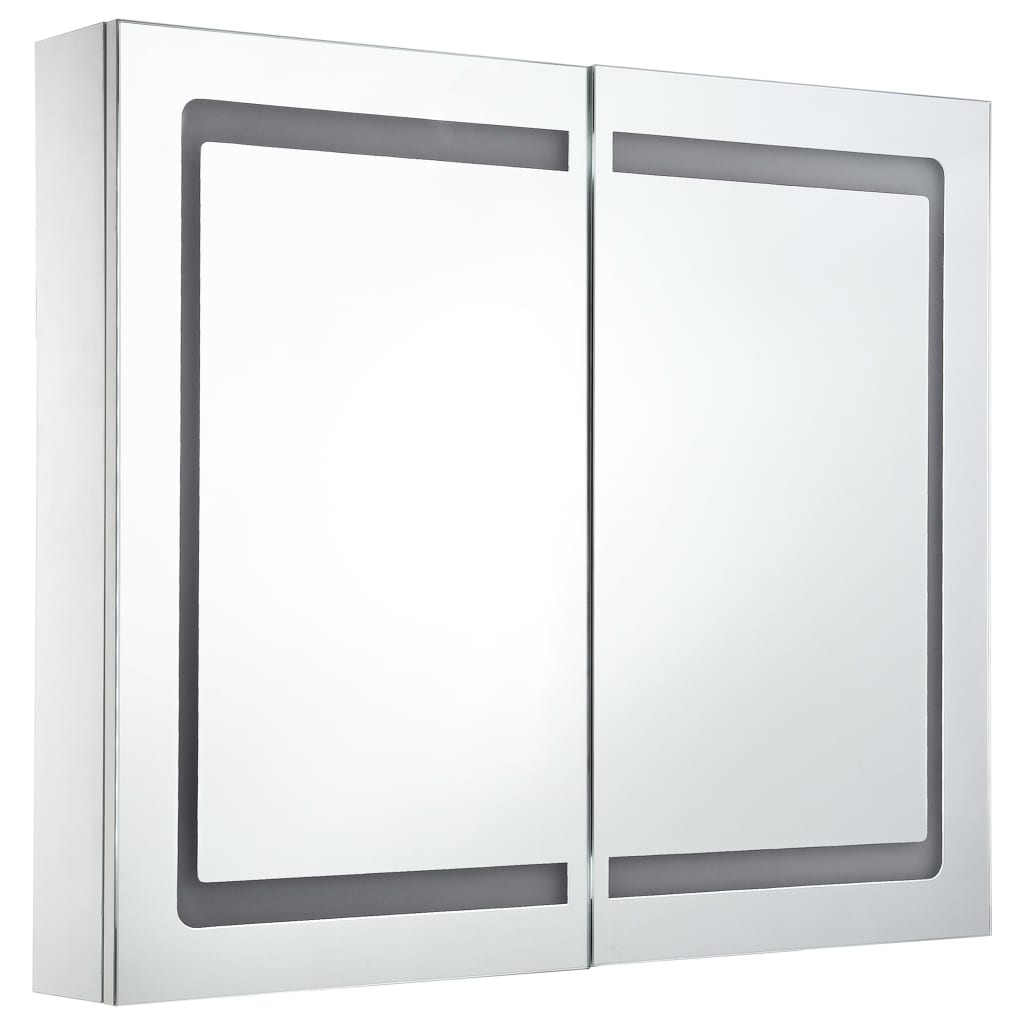 Mobile da bagno specchio LED 80 x 12,2 x 68 cm MDF bianco 02_0006568