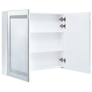Mobile da bagno specchio LED 80 x 12,2 x 68 cm MDF bianco 02_0006568