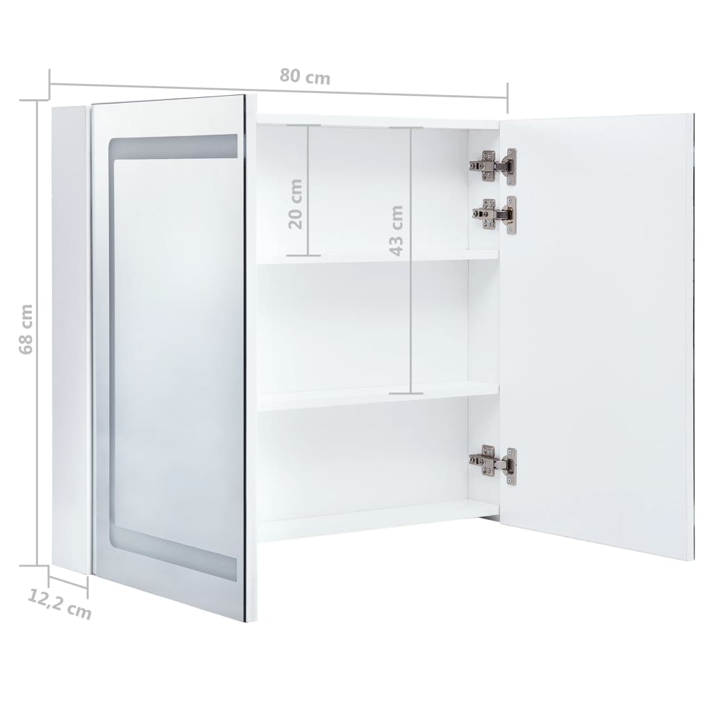 Mobile da bagno specchio LED 80 x 12,2 x 68 cm MDF bianco 02_0006568