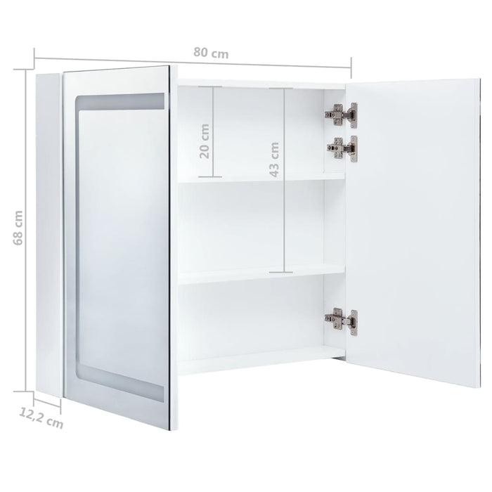 Mobile da bagno specchio LED 80 x 12,2 x 68 cm MDF bianco 02_0006568