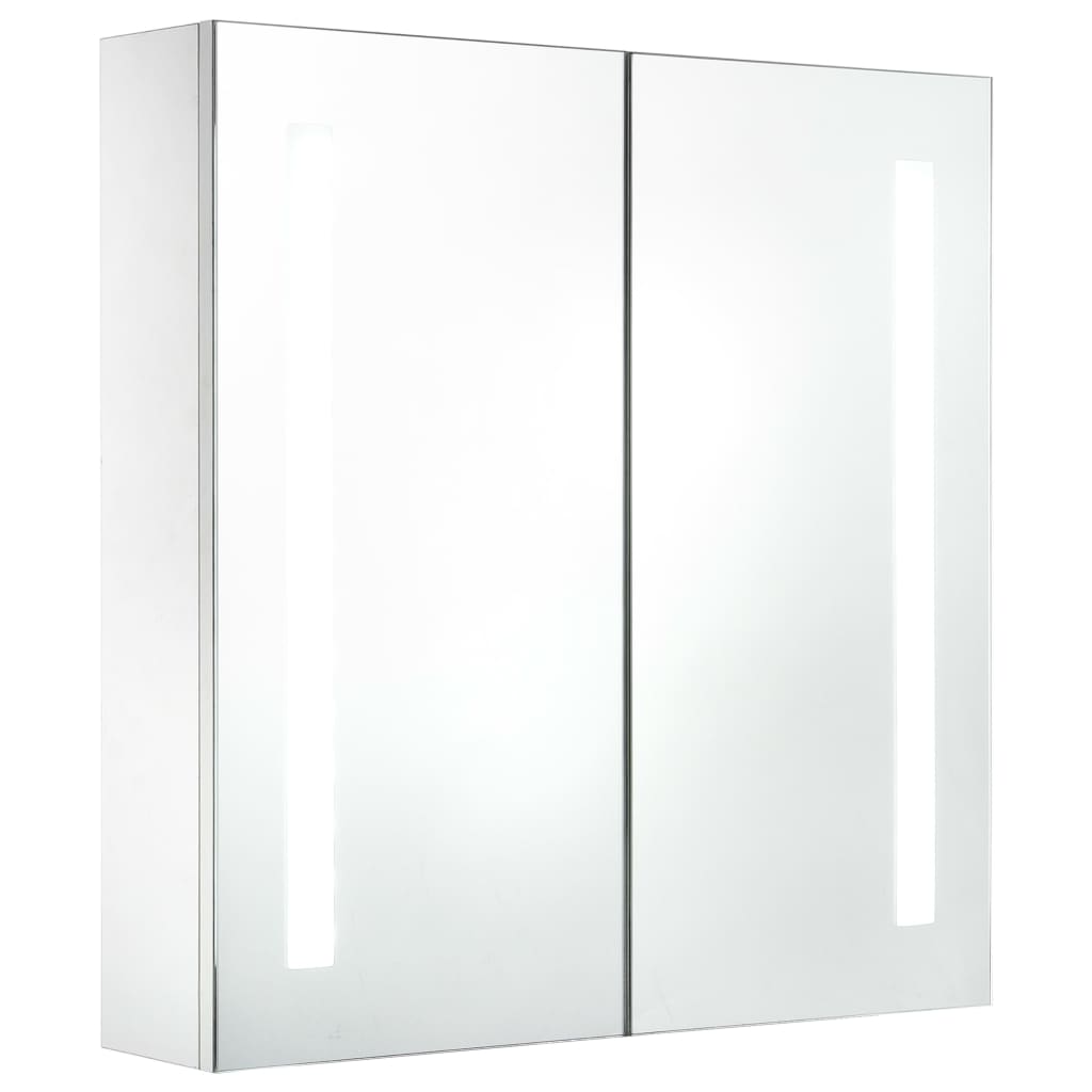 Mobile da bagno specchio LED 60 x 14 x 62 cm bianco e argento 02_0006566