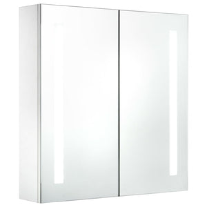 Mobile da bagno specchio LED 60 x 14 x 62 cm bianco e argento 02_0006566