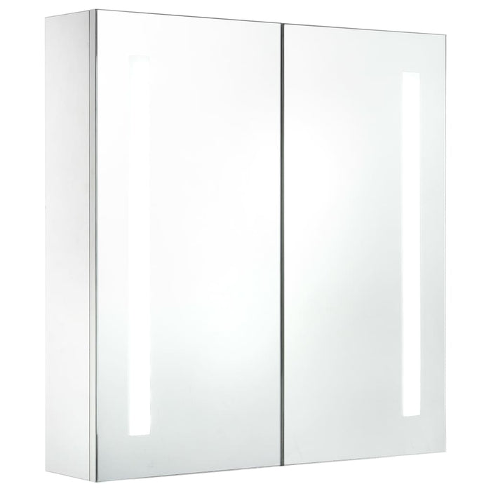Mobile da bagno specchio LED 60 x 14 x 62 cm bianco e argento 02_0006566
