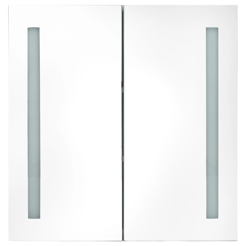 Mobile da bagno specchio LED 60 x 14 x 62 cm bianco e argento 02_0006566