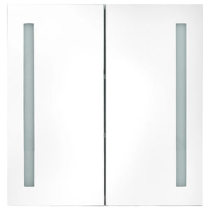 Mobile da bagno specchio LED 60 x 14 x 62 cm bianco e argento 02_0006566