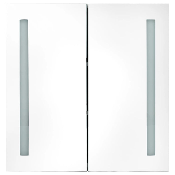 Mobile da bagno specchio LED 60 x 14 x 62 cm bianco e argento 02_0006566