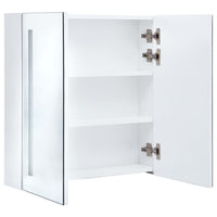 Mobile da bagno specchio LED 60 x 14 x 62 cm bianco e argento 02_0006566