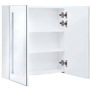 Mobile da bagno specchio LED 60 x 14 x 62 cm bianco e argento 02_0006566