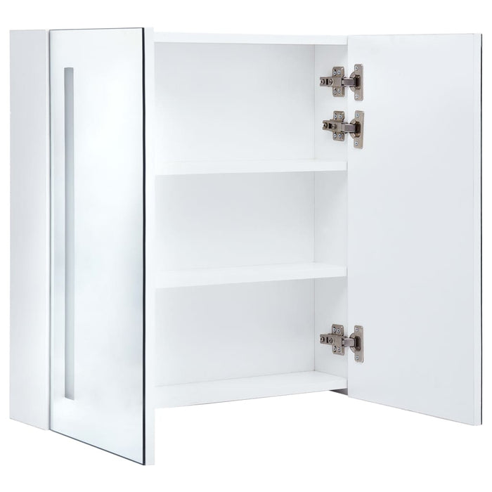 Mobile da bagno specchio LED 60 x 14 x 62 cm bianco e argento 02_0006566