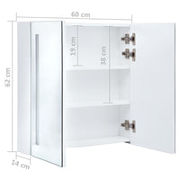 Mobile da bagno specchio LED 60 x 14 x 62 cm bianco e argento 02_0006566