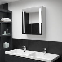 Armadietto Bagno con Specchio e LED 60x14x62 cm 285125