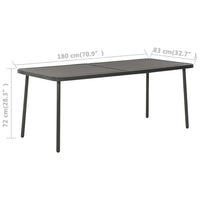 Tavolo da Giardino Grigio Scuro 180x83x72 cm in Acciaio 46632