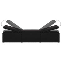 Lettino Prendisole con Cuscino in Polyrattan Nero 46221