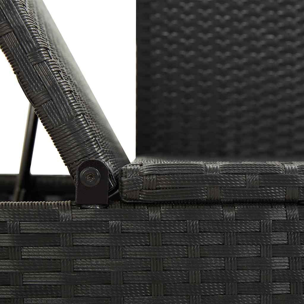 Lettino Prendisole con Cuscini in Polyrattan Nero cod mxl 18428