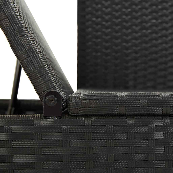 Lettino Prendisole con Cuscini in Polyrattan Nero cod mxl 18428