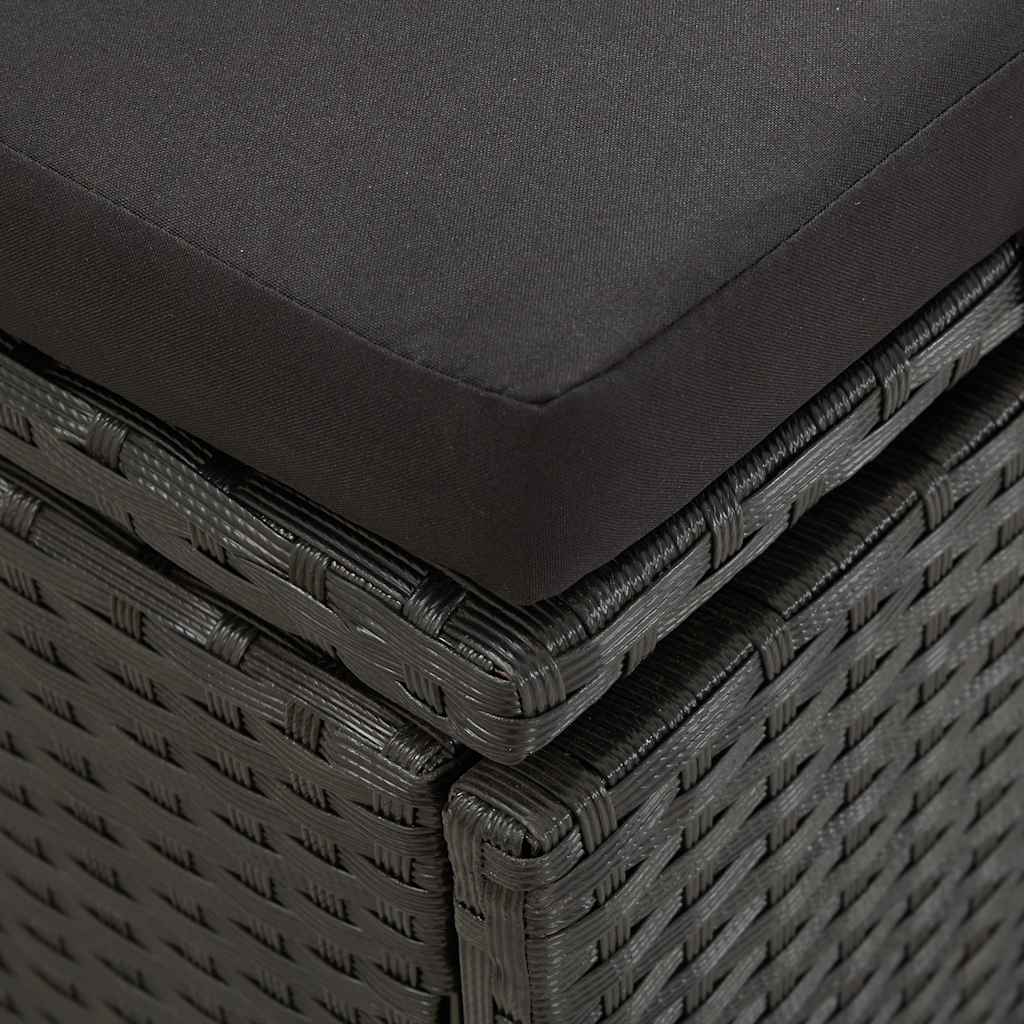 Lettino Prendisole con Cuscini in Polyrattan Nero cod mxl 18428