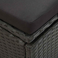 Lettino Prendisole con Cuscini in Polyrattan Nero cod mxl 18428