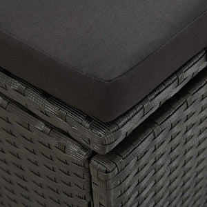 Lettino Prendisole con Cuscini in Polyrattan Nero cod mxl 18428