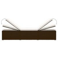 Lettino Prendisole con Cuscino e Tavolino in Polyrattan Marrone 46226