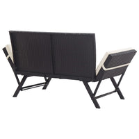Panchina da Giardino con Cuscini 176 cm Nera in Polyrattan 46230