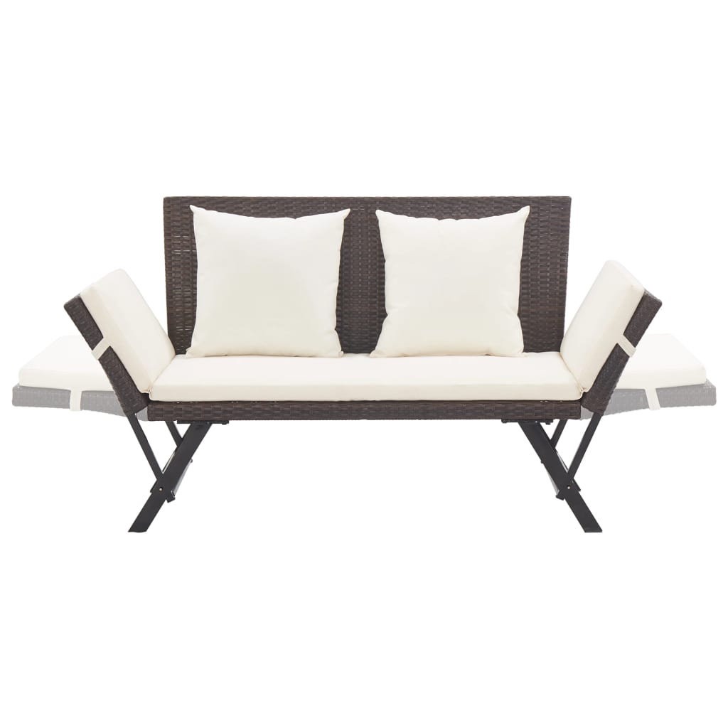 Panchina da Giardino con Cuscini 176 cm Marrone in Polyrattan 46231