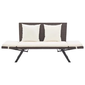 Panchina da Giardino con Cuscini 176 cm Marrone in Polyrattan 46231
