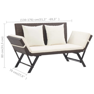 Panchina da Giardino con Cuscini 176 cm Marrone in Polyrattan 46231