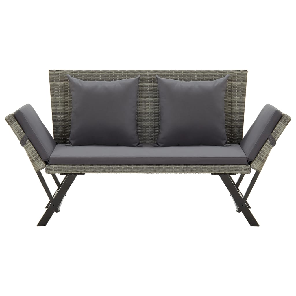 Panchina da Giardino con Cuscini 176 cm in Polyrattan Grigio 46232