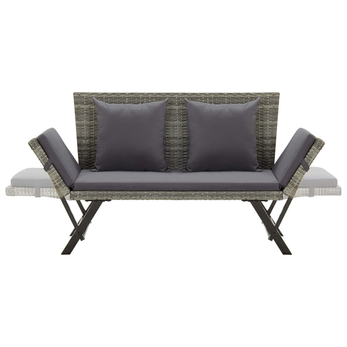Panchina da Giardino con Cuscini 176 cm in Polyrattan Grigio
