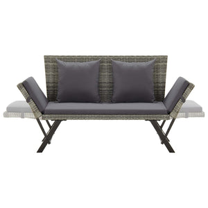 Panchina da Giardino con Cuscini 176 cm in Polyrattan Grigio 46232