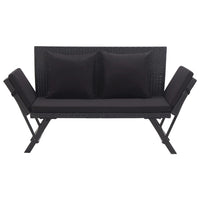 Panchina da Giardino con Cuscini 176 cm Nera in Polyrattan 46233