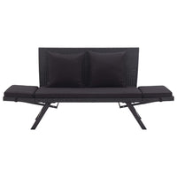Panchina da Giardino con Cuscini 176 cm Nera in Polyrattan 46233