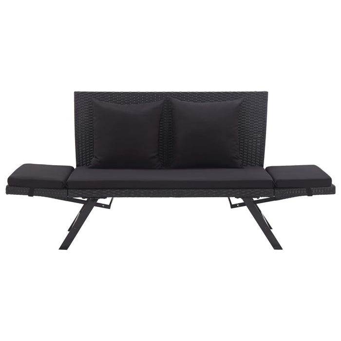 Panchina da Giardino con Cuscini 176 cm Nera in Polyrattan 46233