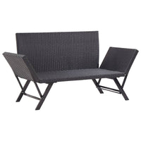 Panchina da Giardino con Cuscini 176 cm Nera in Polyrattan 46233