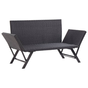 Panchina da Giardino con Cuscini 176 cm Nera in Polyrattan 46233