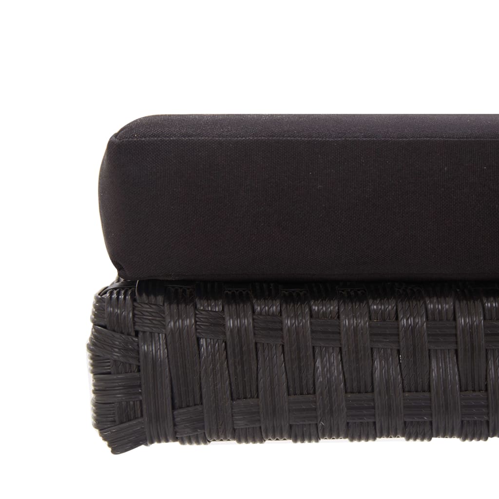 Panca da giardino arredo da esterno terrazza con cuscini 110 x 60 x 32 cm resina nera intrecciata 02_0011595