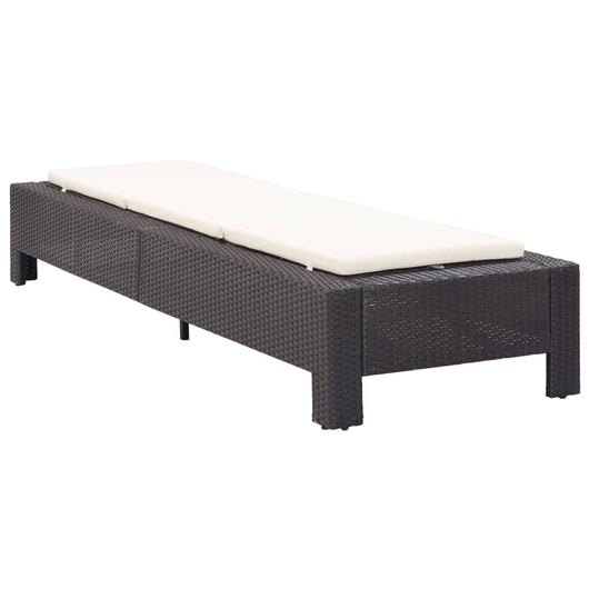 Lettino Prendisole con Cuscino Nero in Polyrattan 46234