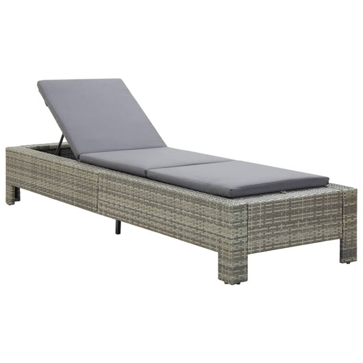 Lettino Prendisole con Cuscino in Polyrattan Grigio cod mxl 8937