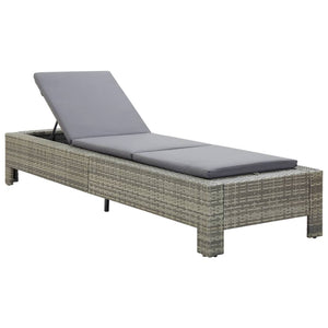 Lettino Prendisole con Cuscino in Polyrattan Grigio 46236