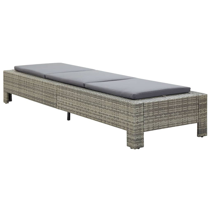 Lettino Prendisole con Cuscino in Polyrattan Grigio 46236