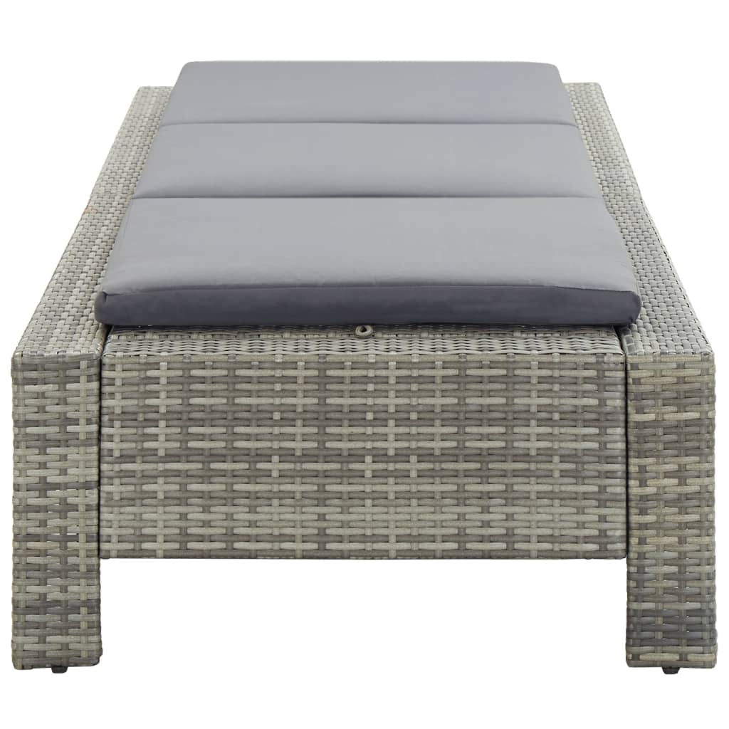 Lettino Prendisole con Cuscino in Polyrattan Grigio 46236