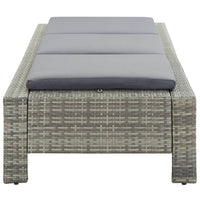 Lettino Prendisole con Cuscino in Polyrattan Grigio 46236