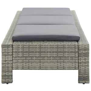 Lettino Prendisole con Cuscino in Polyrattan Grigio 46236