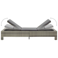 Lettino Prendisole con Cuscino in Polyrattan Grigio 46236