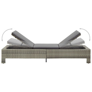 Lettino Prendisole con Cuscino in Polyrattan Grigio 46236