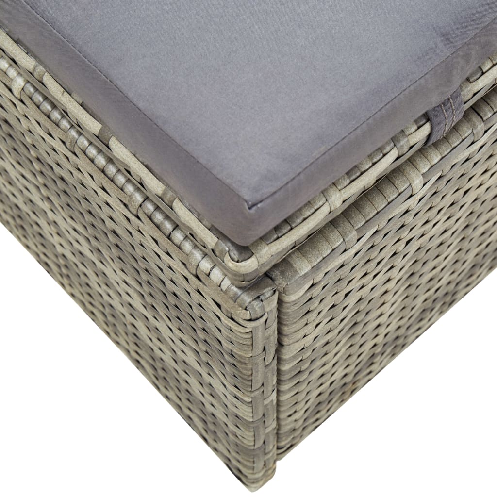 Lettino Prendisole con Cuscino in Polyrattan Grigio cod mxl 8937