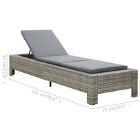 Lettino Prendisole con Cuscino in Polyrattan Grigio cod mxl 8937