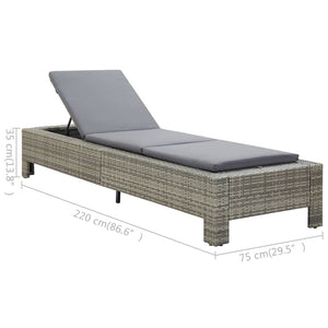 Lettino Prendisole con Cuscino in Polyrattan Grigio 46236